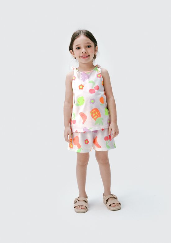 Foto do produto: Conjunto Curto Infantil Menina Toddler Estampado - Off white