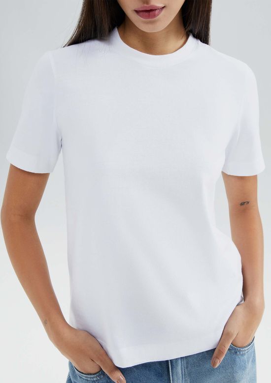 Foto do produto: Blusa Feminina Manga Curta Super Cotton - Branco