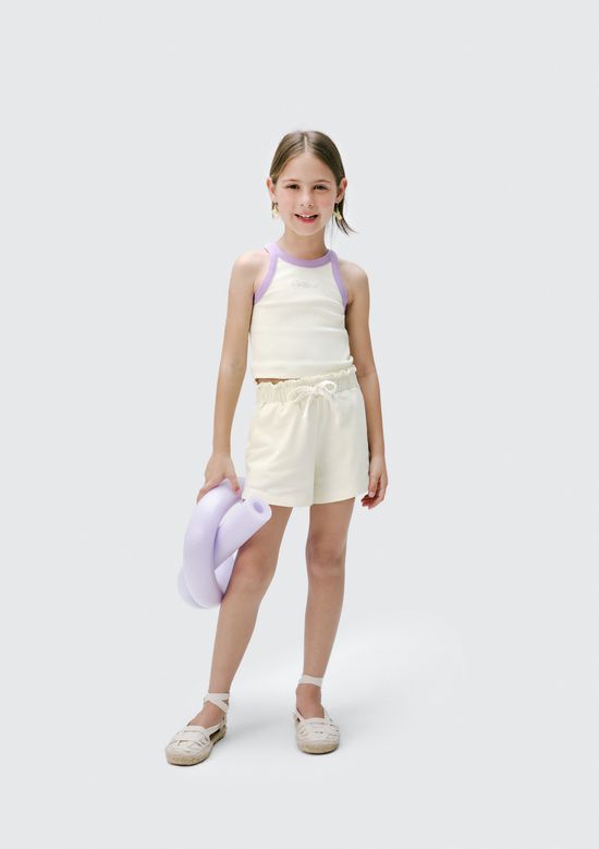 Foto do produto: Regata Cropped Infantil Menina Em Ribana - Amarelo