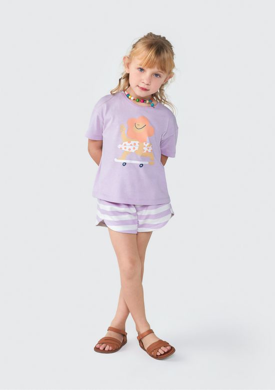 Foto do produto: Conjunto Curto Infantil Menina Toddler Estampado - Roxo