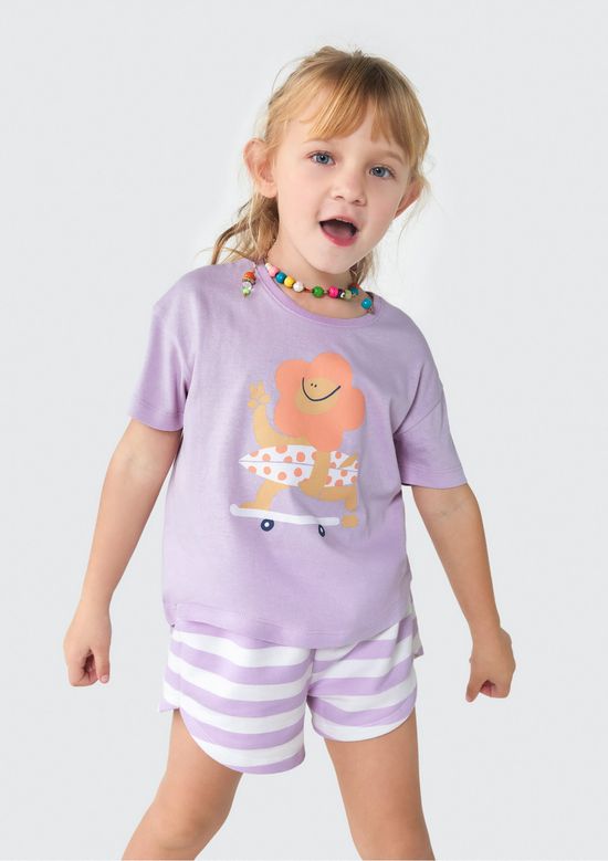 Foto do produto: Conjunto Curto Infantil Menina Toddler Estampado - Roxo