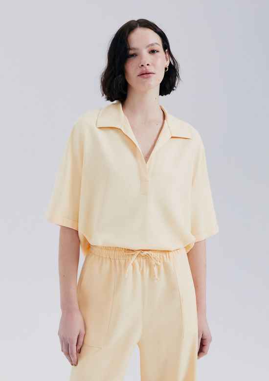 Foto do produto: Camisa Polo Feminina Com Linho - Amarelo