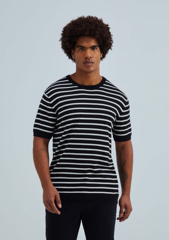 Foto do produto: Camiseta Masculina Manga Curta Em Tricô - Preto