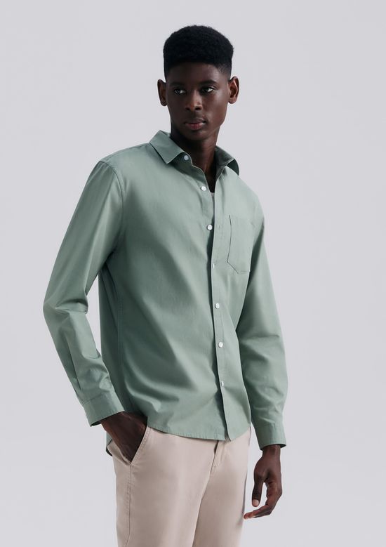 Foto do produto: Camisa Básica Masculina Manga Longa Slim - Verde