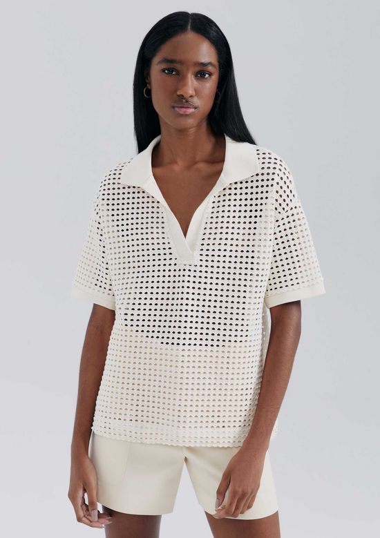 Foto do produto: Camisa Polo Feminina Texturizada - Creme