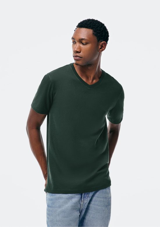 Foto do produto: Camiseta Básica Masculina Manga Curta Decote V World - Verde