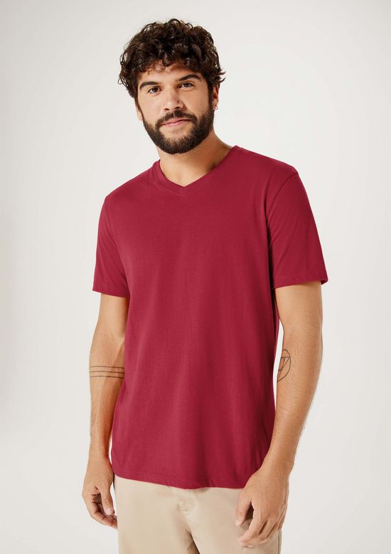 Foto do produto: Camiseta Básica Masculina Manga Curta Decote V World - Vermelho