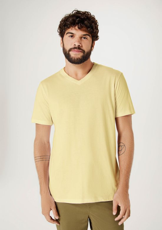 Foto do produto: Camiseta Básica Masculina Manga Curta Decote V World - Amarelo