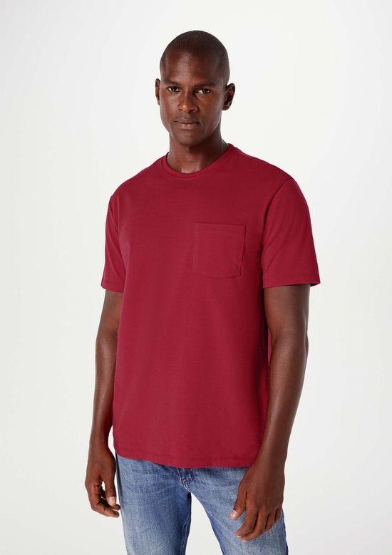 Foto do produto: Camiseta Básica Masculina Comfort Super Cotton Com Bolso - Vermelho