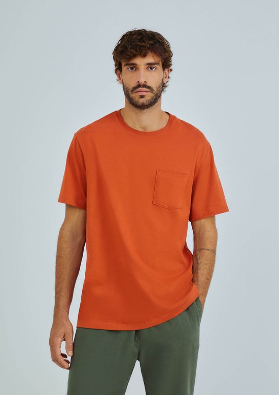 Foto do produto: Camiseta Básica Masculina Comfort Super Cotton Com Bolso - Terracota