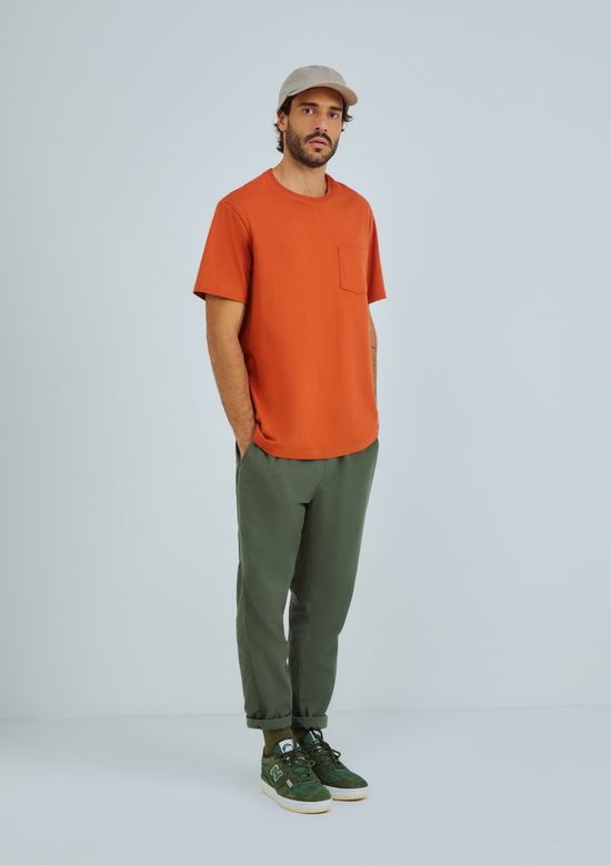 Foto do produto: Camiseta Básica Masculina Comfort Super Cotton Com Bolso - Terracota