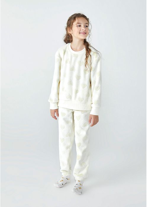 Pijama Infantil Menina Em Fleece - Areia