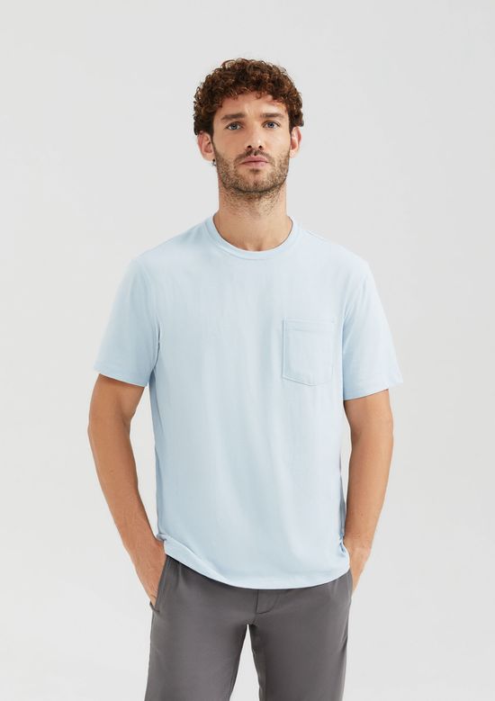 Foto do produto: Camiseta Básica Masculina Comfort Super Cotton Com Bolso - Azul