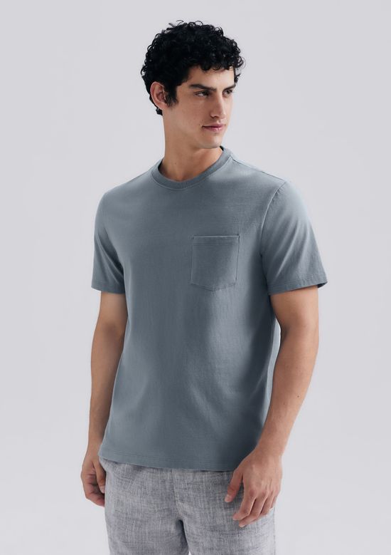 Foto do produto: Camiseta Básica Masculina Comfort Super Cotton Com Bolso - Cinza