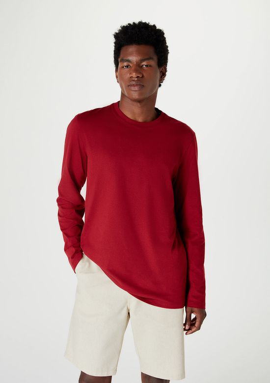Foto do produto: Camiseta Básica Masculina Manga Longa World - Vermelho
