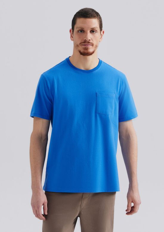 Foto do produto: Camiseta Básica Masculina Comfort Super Cotton Com Bolso - Azul