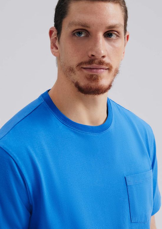 Foto do produto: Camiseta Básica Masculina Comfort Super Cotton Com Bolso - Azul