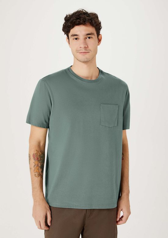 Foto do produto: Camiseta Básica Masculina Super Cotton Com Bolso - Verde
