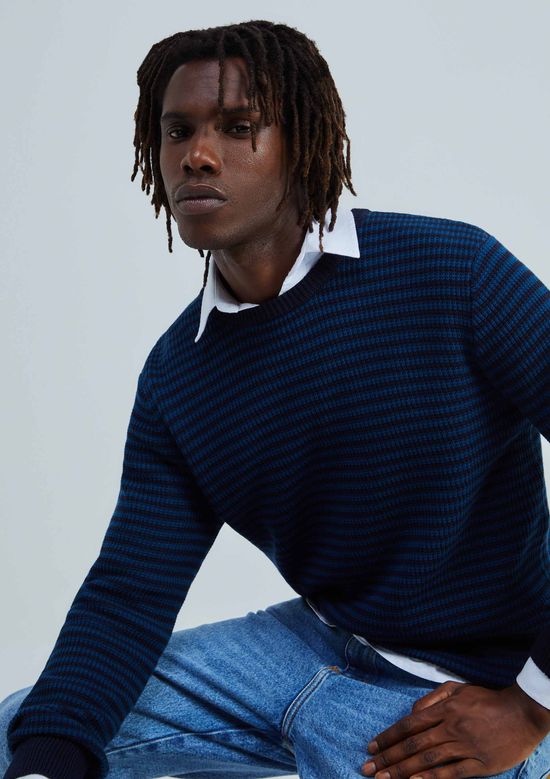 Foto do produto: Suéter Masculino Texturizado Listrado - Azul