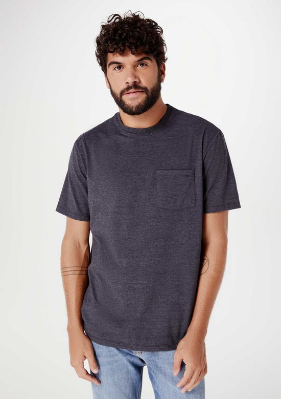 Foto do produto: Camiseta Básica Masculina Comfort Super Cotton Com Bolso - Cinza