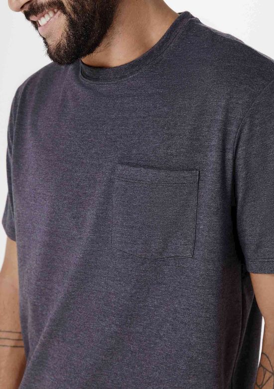 Foto do produto: Camiseta Básica Masculina Comfort Super Cotton Com Bolso - Cinza