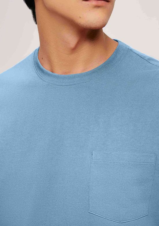 Foto do produto: Camiseta Básica Masculina Comfort Super Cotton Com Bolso - Azul