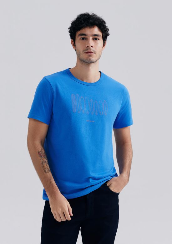 Foto do produto: Camiseta Masculina Manga Curta Com Estampa - Azul