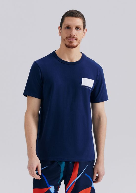 Foto do produto: Camiseta Masculina Manga Curta Com Estampa - Azul