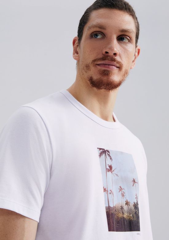 Foto do produto: Camiseta Masculina Manga Curta Com Estampa - Branco