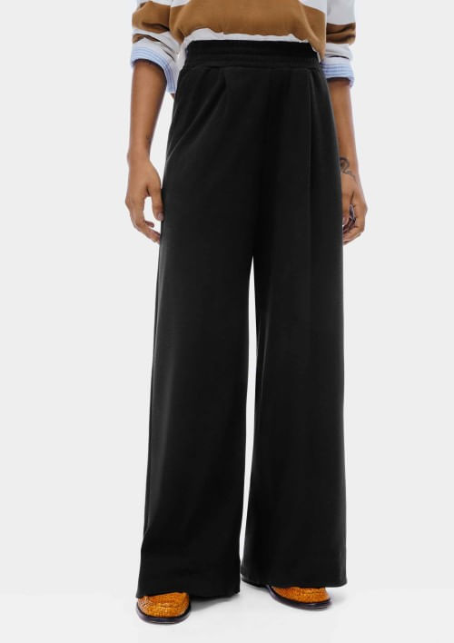 Foto do produto: Calça Feminina Wide Leg Em Algodão - Preto