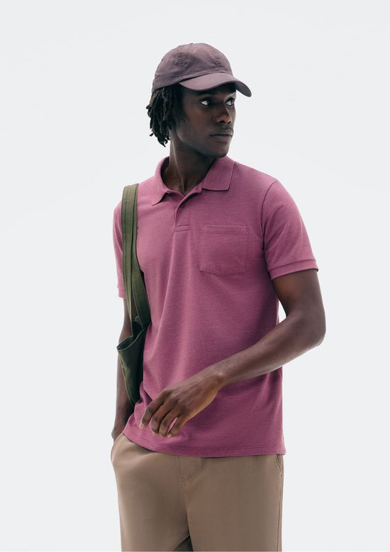 Foto do produto: Camisa Polo Básica Masculina Em Piquet Com Bolso - Lilás