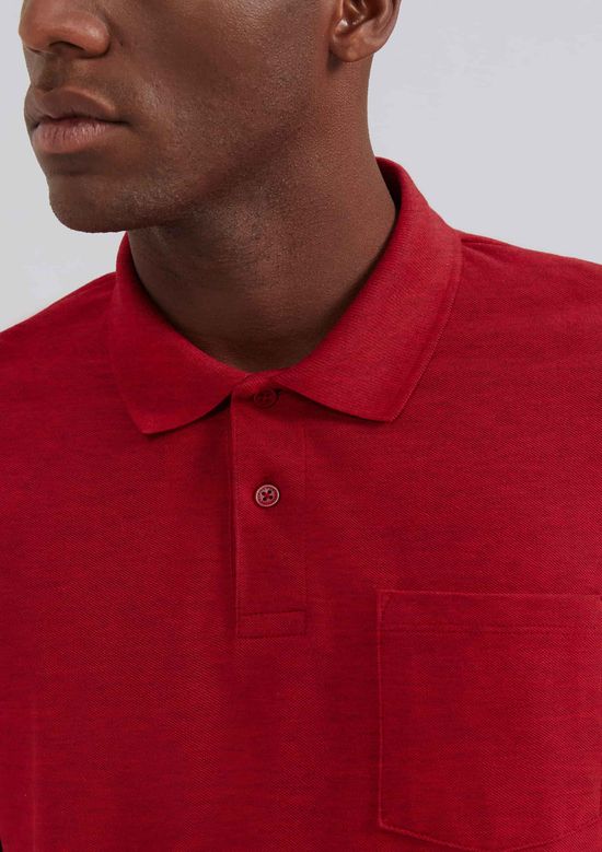 Foto do produto: Camisa Polo Básica Masculina Em Piquet Com Bolso - Vermelho