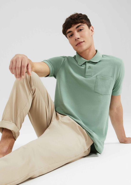 Foto do produto: Camisa Polo Básica Masculina Em Piquet Com Bolso - Verde