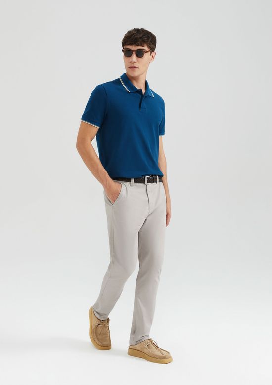 Foto do produto: Camisa Polo Básica Masculina Manga Curta Em Piquet - Azul