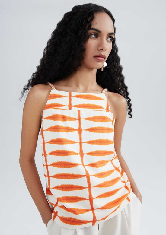 Foto do produto: Regata Feminina Estampada Halter Neck - Laranja