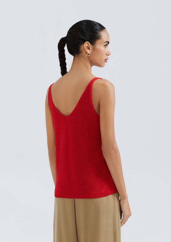 Foto do produto: Regata Feminina Decote V Em Tricô - Vermelho