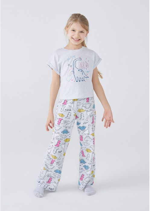 Pijama Triplex Infantil Menina Estampado - Cinza