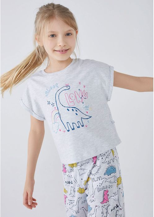 Pijama Triplex Infantil Menina Estampado - Cinza