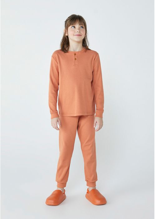 Pijama Infantil Unissex Longo Em Ribana - Telha