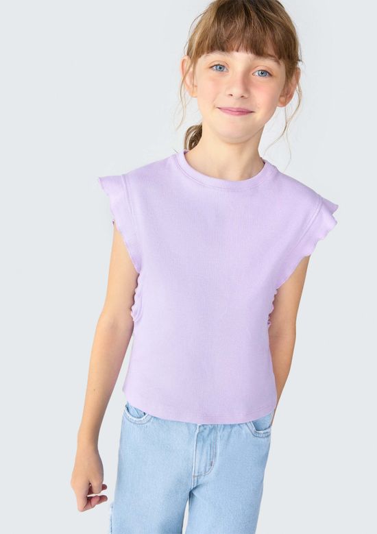 Foto do produto: Blusa Infantil Menina Em Ribana Com Babados - Roxo