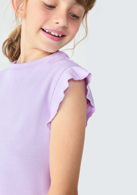 Foto do produto: Blusa Infantil Menina Em Ribana Com Babados - Roxo