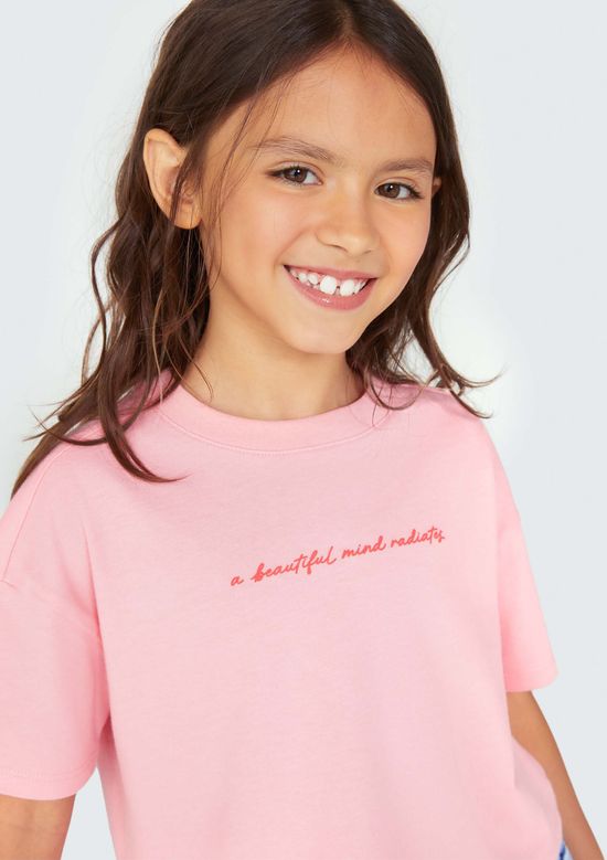 Foto do produto: Blusa Cropped Infantil Menina Manga Curta - Rosa