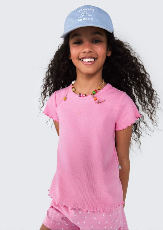 Foto do produto: Blusa Manga Curta Infantil Menina Em Ribana - Rosa