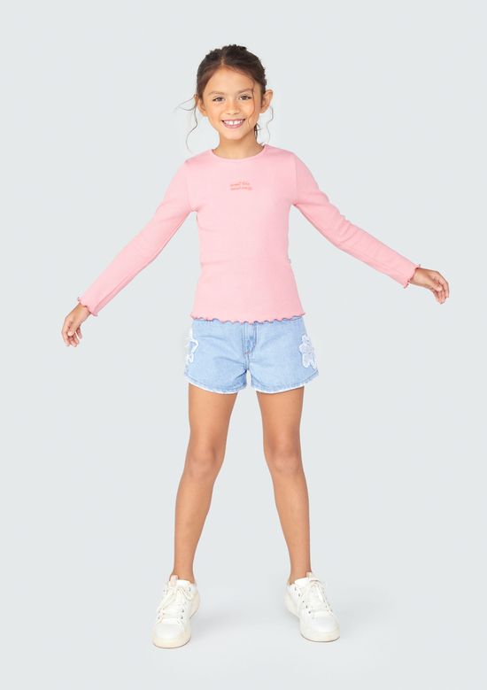 Foto do produto: Blusa Manga Longa Infantil Menina Em Ribana - Rosa