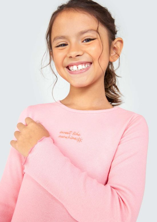 Foto do produto: Blusa Manga Longa Infantil Menina Em Ribana - Rosa