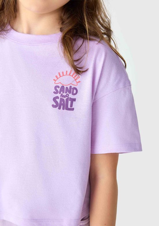 Foto do produto: Blusa Cropped Infantil Menina Manga Curta - Roxo
