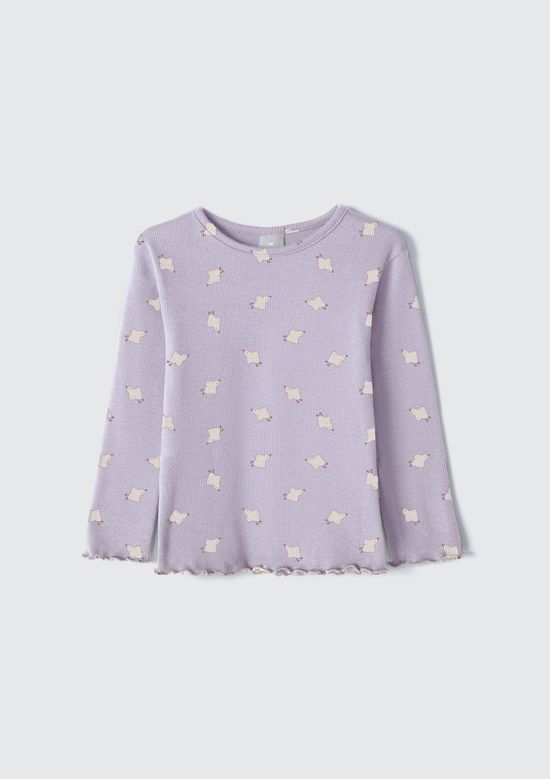 Foto do produto: Blusa Infantil Menina Toddler Em Ribana Com Fru fru - Roxo