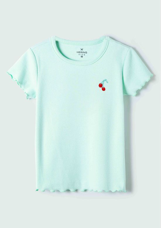 Foto do produto: Blusa Infantil Menina Manga Curta Em Ribana Estampada - Verde