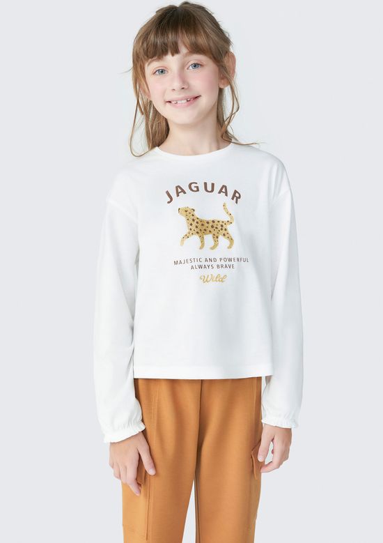 Foto do produto: Blusa Manga Longa Infantil Menina Com Glitter - Off white