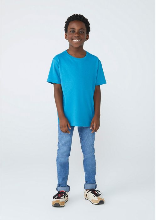 Camiseta Básica Infantil Menino Com Gola Redonda Hering Kids - Azul